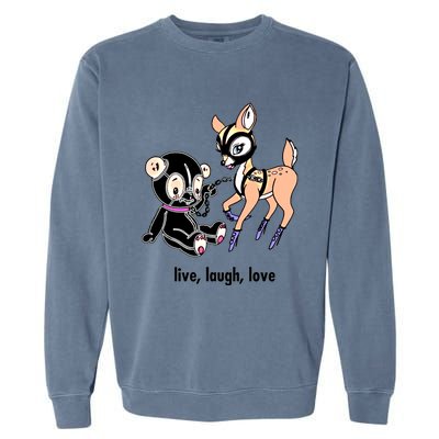 Live Laugh Love Beer Deer Gift Garment-Dyed Sweatshirt