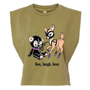 Live Laugh Love Beer Deer Gift Garment-Dyed Women's Muscle Tee