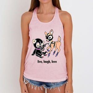 Live Laugh Love Beer Deer Gift Women's Knotted Racerback Tank