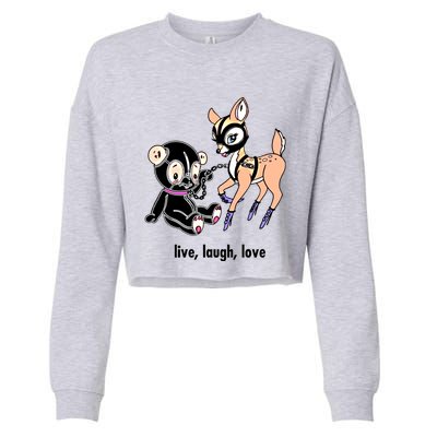 Live Laugh Love Beer Deer Gift Cropped Pullover Crew