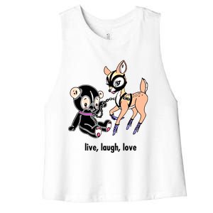 Live Laugh Love Beer Deer Gift Women's Racerback Cropped Tank