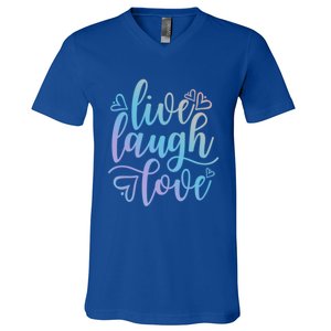 Live Laugh Love Beautiful Positive Message Good Vibes Cool Gift V-Neck T-Shirt