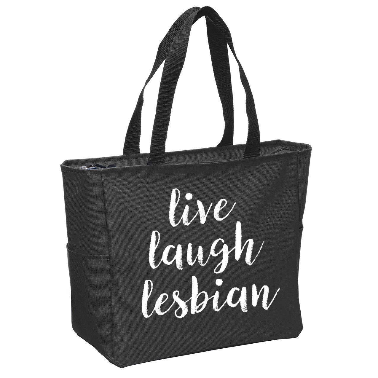 Live Laugh Lesbian Zip Tote Bag