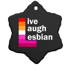 Live Laugh Lesbian Pride Flag Ceramic Star Ornament