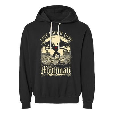 Live. Laugh. Lurk Mothman Garment-Dyed Fleece Hoodie