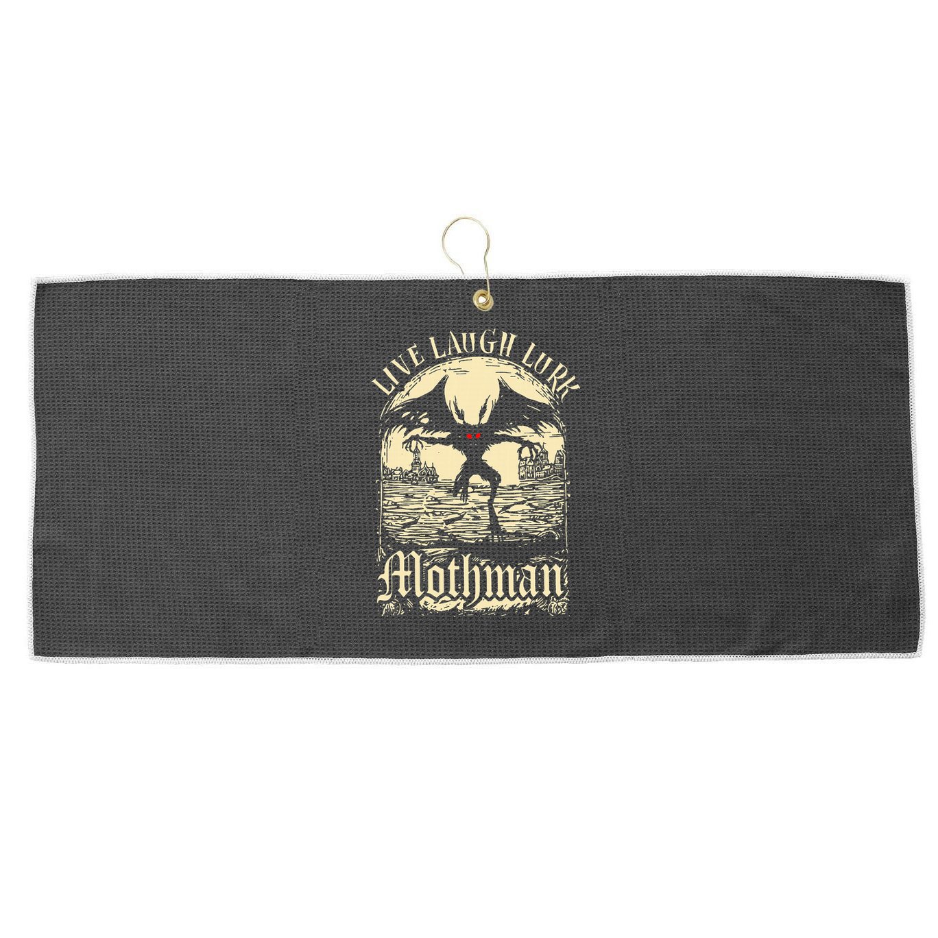 Live. Laugh. Lurk Mothman Large Microfiber Waffle Golf Towel