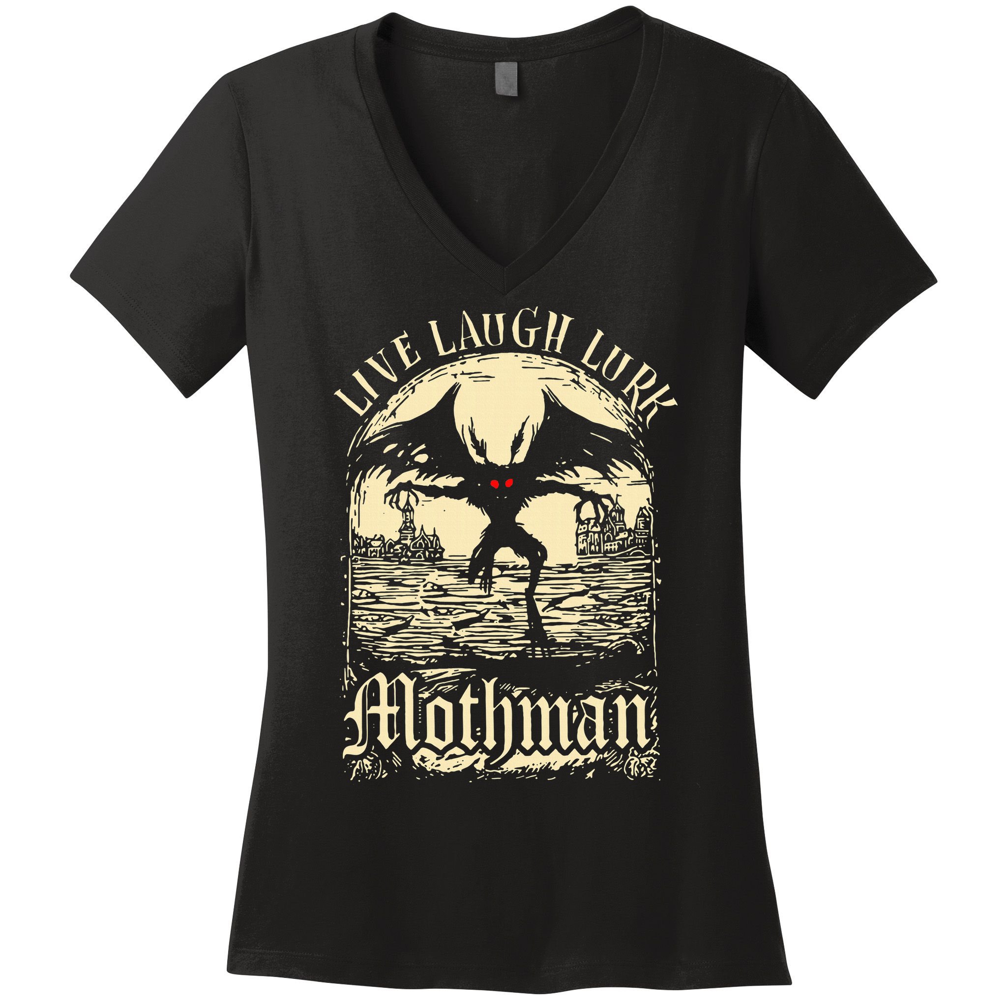 Live. Laugh. Lurk Mothman Women's V-Neck T-Shirt