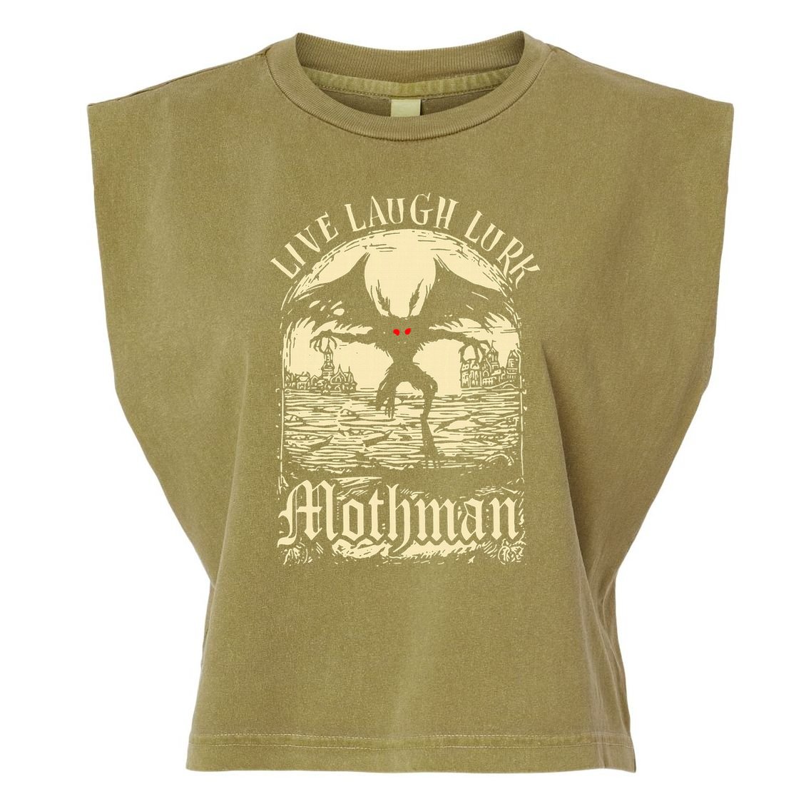 Live. Laugh. Lurk Mothman Garment-Dyed Women's Muscle Tee