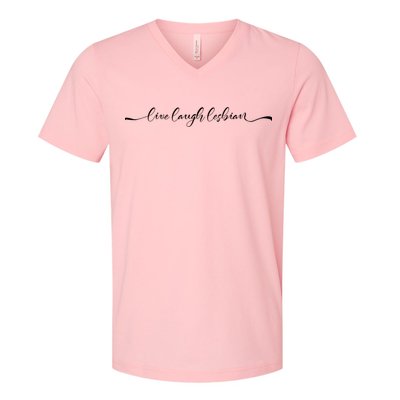 Live Laugh Lesbian Pride Tee Pride Adult V-Neck T-Shirt