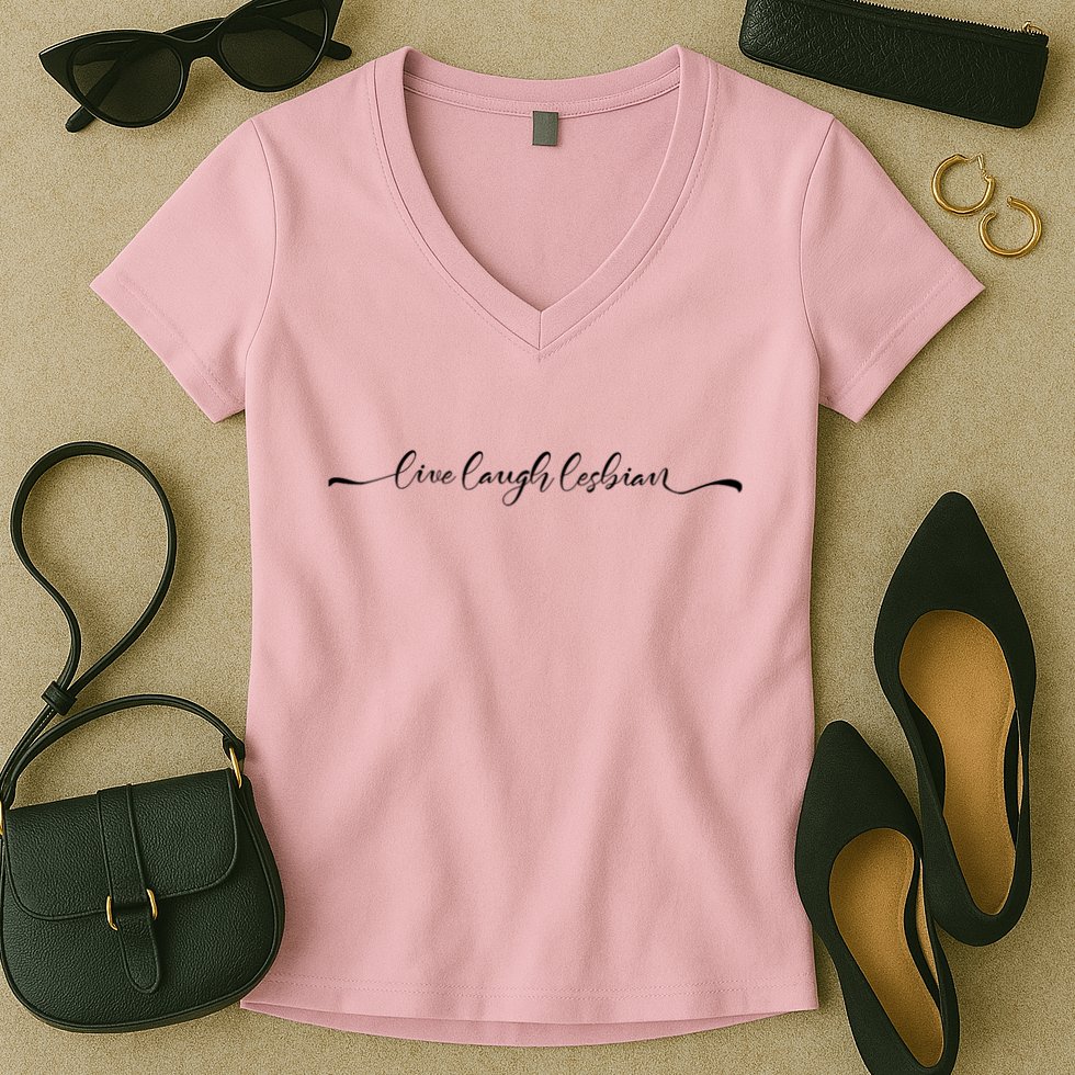 Live Laugh Lesbian Pride Tee Pride Adult Women's V-Neck T-Shirt