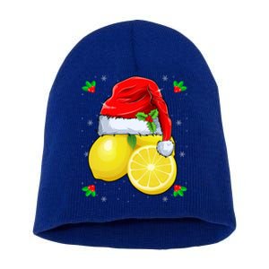 Lemon Lover Lemon Wearing Santa Hat Xmas Christmas Swea Short Acrylic Beanie