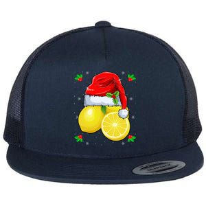 Lemon Lover Lemon Wearing Santa Hat Xmas Christmas Swea Flat Bill Trucker Hat