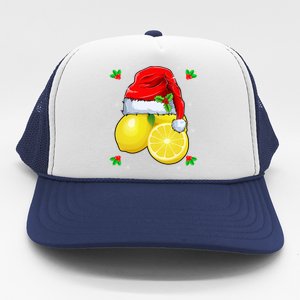 Lemon Lover Lemon Wearing Santa Hat Xmas Christmas Swea Trucker Hat