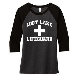 Loot Lake Lifeguard Women's Tri-Blend 3/4-Sleeve Raglan Shirt