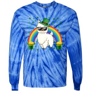 Llamas Lover Leprechaun Llama Rainbow St Patrick's Day Gift Tie-Dye Long Sleeve Shirt