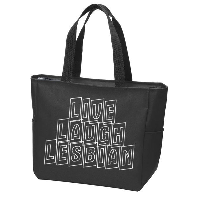 Live Laugh Lesbian Pride Zip Tote Bag