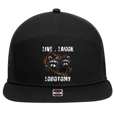 Live Laugh Lobotomy Retro Opossum Lovers 7 Panel Mesh Trucker Snapback Hat