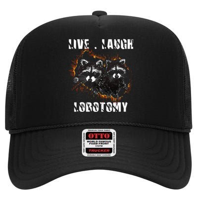 Live Laugh Lobotomy Retro Opossum Lovers High Crown Mesh Back Trucker Hat