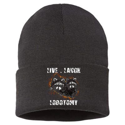 Live Laugh Lobotomy Retro Opossum Lovers Sustainable Knit Beanie