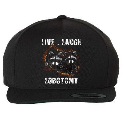 Live Laugh Lobotomy Retro Opossum Lovers Wool Snapback Cap