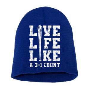 Live Life Like Baseball A 31 Count Short Acrylic Beanie