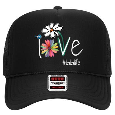 Love Lala Life Art Flower Color High Crown Mesh Back Trucker Hat