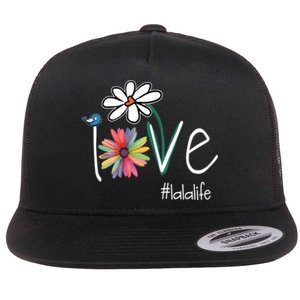 Love Lala Life Art Flower Color Flat Bill Trucker Hat