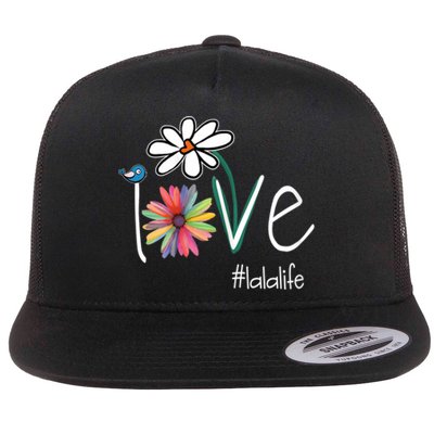 Love Lala Life Art Flower Color Flat Bill Trucker Hat