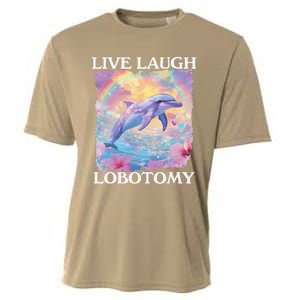 Live Laugh Lobotomy Symphony Dolphin Meme Cooling Performance Crew T-Shirt