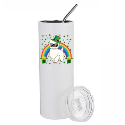 Llamas Lover Leprechaun Llama Rainbow St Patrick's Day Meaningful Gift Stainless Steel Tumbler