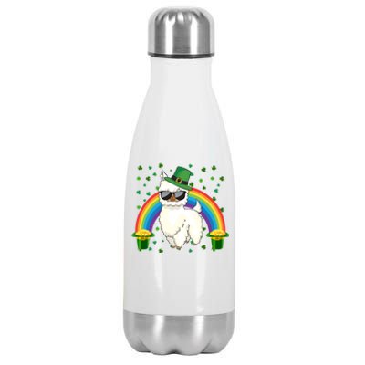 Llamas Lover Leprechaun Llama Rainbow St Patrick's Day Meaningful Gift Stainless Steel Insulated Water Bottle