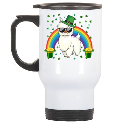 Llamas Lover Leprechaun Llama Rainbow St Patrick's Day Meaningful Gift Stainless Steel Travel Mug