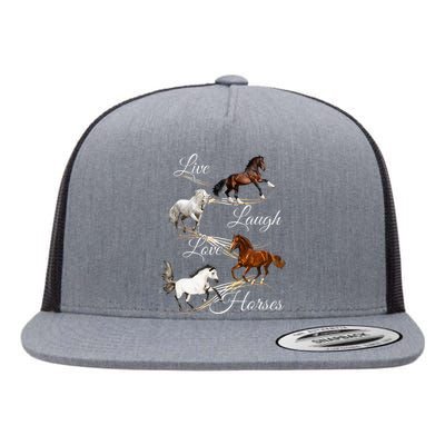 Live Laugh Love Horses Flat Bill Trucker Hat