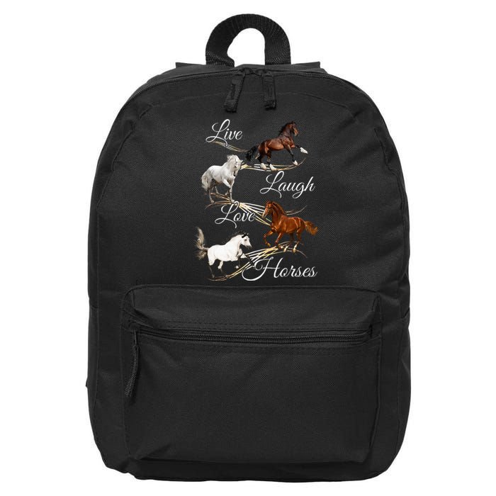 Live Laugh Love Horses 16 in Basic Backpack