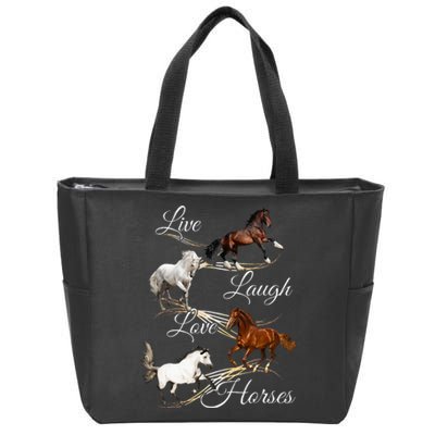 Live Laugh Love Horses Zip Tote Bag