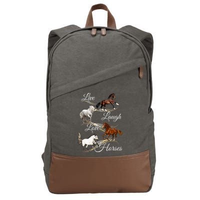 Live Laugh Love Horses Cotton Canvas Backpack