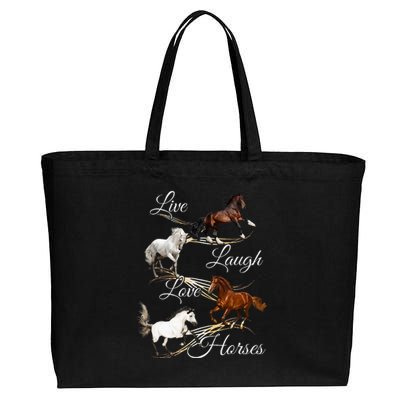 Live Laugh Love Horses Cotton Canvas Jumbo Tote