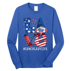 Lunch Lady Love 4th Of July Gnome Usa Patriotic Cool Gift Long Sleeve Shirt