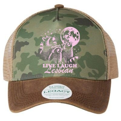 Live Laugh Lesbian Funny Raccoon Lesbian Lgbtq Legacy Tie Dye Trucker Hat