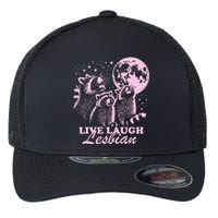 Live Laugh Lesbian Funny Raccoon Lesbian Lgbtq Flexfit Unipanel Trucker Cap