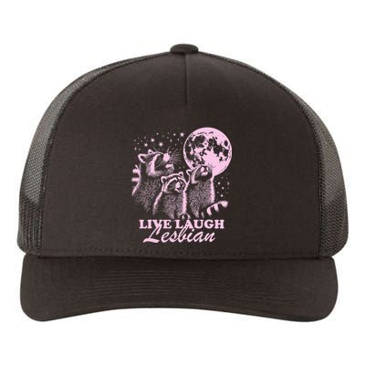 Live Laugh Lesbian Funny Raccoon Lesbian Lgbtq Yupoong Adult 5-Panel Trucker Hat