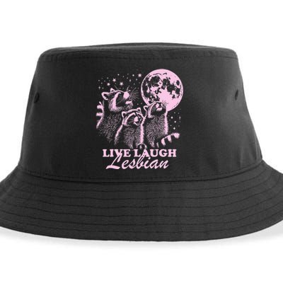 Live Laugh Lesbian Funny Raccoon Lesbian Lgbtq Sustainable Bucket Hat