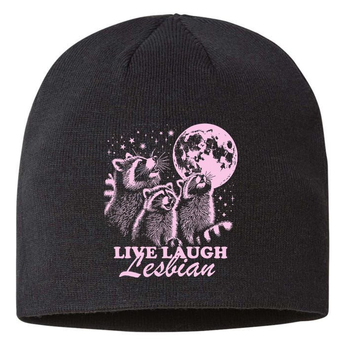 Live Laugh Lesbian Funny Raccoon Lesbian Lgbtq Sustainable Beanie