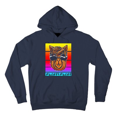 Lama Llama Lover Animal Lover Colorful Retro Rainbow Hoodie