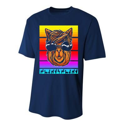 Lama Llama Lover Animal Lover Colorful Retro Rainbow Performance Sprint T-Shirt