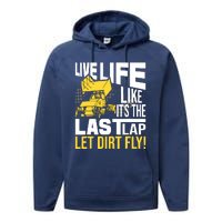 Live Life Like ItS The Last Lap Sprint Car Dirt Track Performance Fleece Hoodie