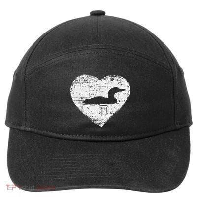 Loon Love Loons Heart Lake 7-Panel Snapback Hat