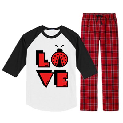 Love Ladybug Lady Bug I Love Ladybirds Lucky Insects Gift Raglan Sleeve Pajama Set