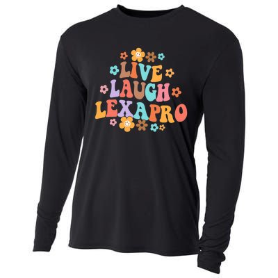 Live Laugh Lexapro Groovy Mental Health Therapist Anxiety Cooling Performance Long Sleeve Crew