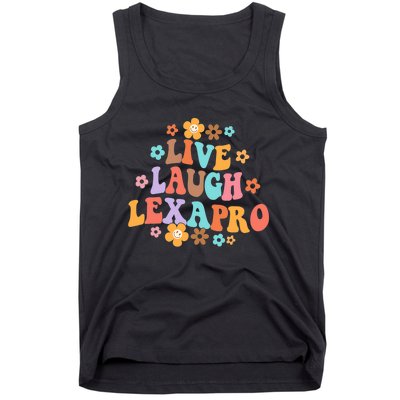 Live Laugh Lexapro Groovy Mental Health Therapist Anxiety Tank Top